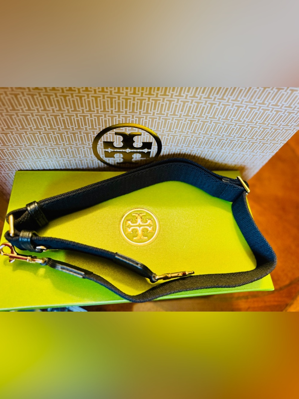 Tory Burch BLACK Adjustable Crossbody Strap with Gold Hardware. NIP - Picture 2 of 7